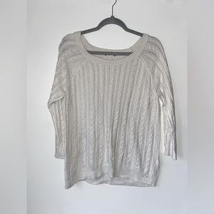 American Eagle Outfitters Cream Cable Knit Pullover Sweater